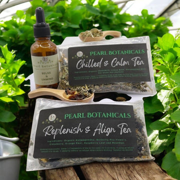 RELAX & UNWIND BUNDLE DEAL - 1 oz. Tincture or Glycerite and your choice of 1 oz. Sample Tea)